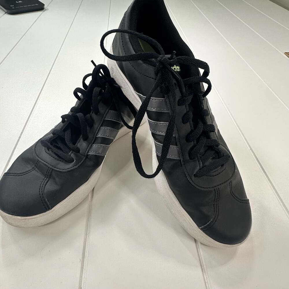 Adidas VL Court 2.0 Black Silver Sneakers F36381 Size 7